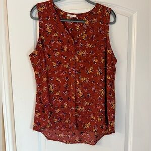 Maurices Ladies size 1X Floral Sleeveless Blouse - Rust. Like new!
